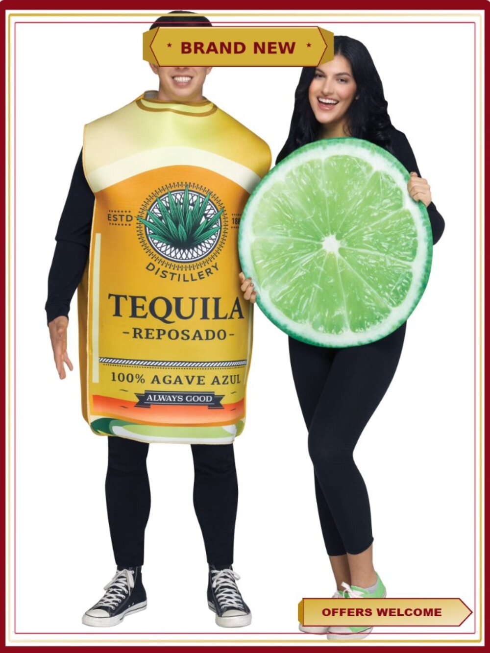 Tequila and Lime Couple Halloween Costume 2pc Adult S-XL
